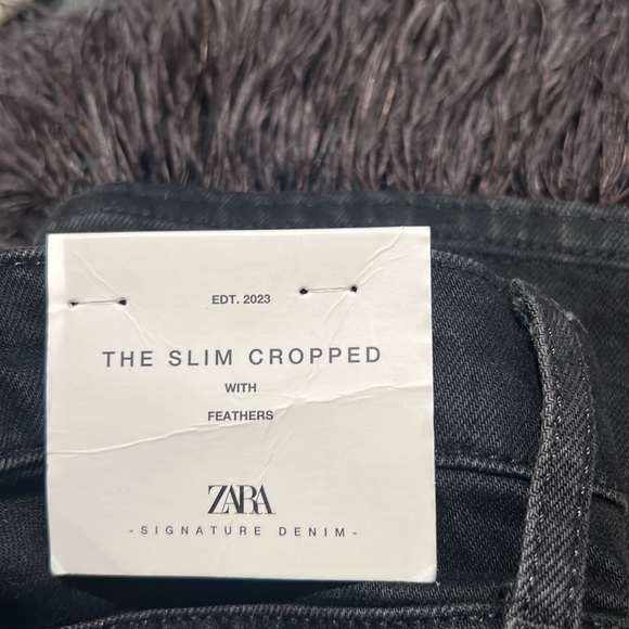 Zara black slim jeans denim with detachable feather fur - Picture 13 of 13